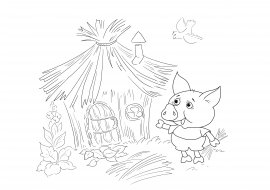 Три поросенка чб рисунок