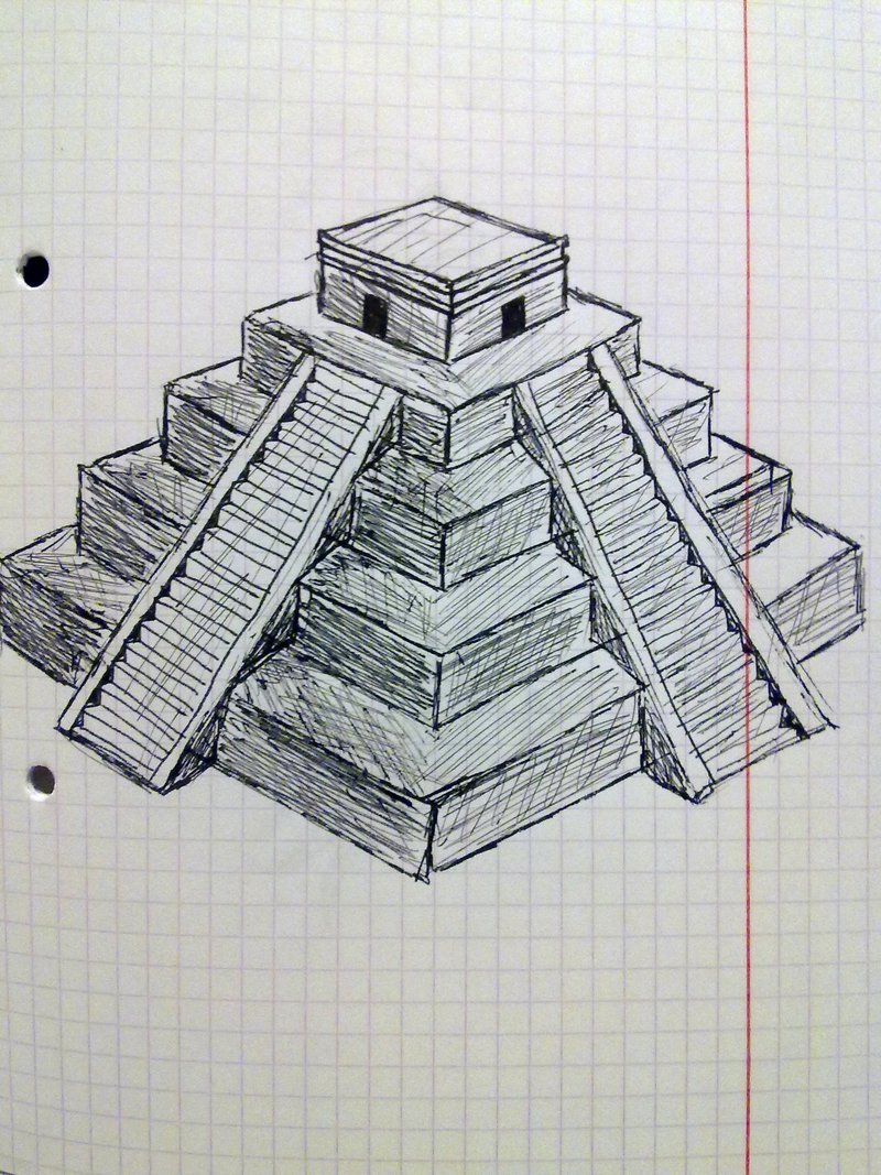 Пирамида ацтеков изометрия