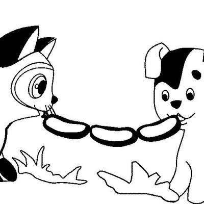 Раскраска котенок Гав и щенок