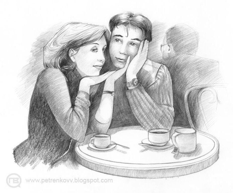 Муж и жена рисунок карандашом