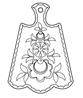 Городецкая роспись доска разделочная раскраска