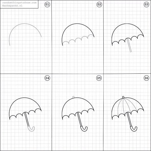 Зонтик поэтапное рисование