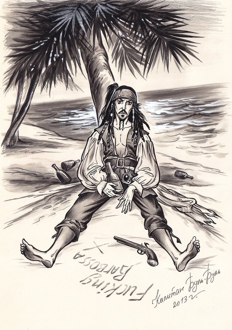 Рисунки пираты Карибского моря Джек Воробей