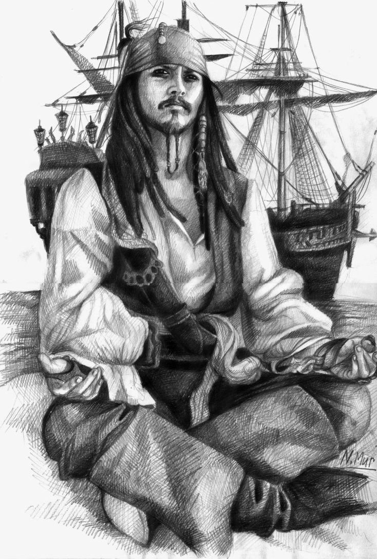 Пираты Карибского моря тату эскиз Джека воробья