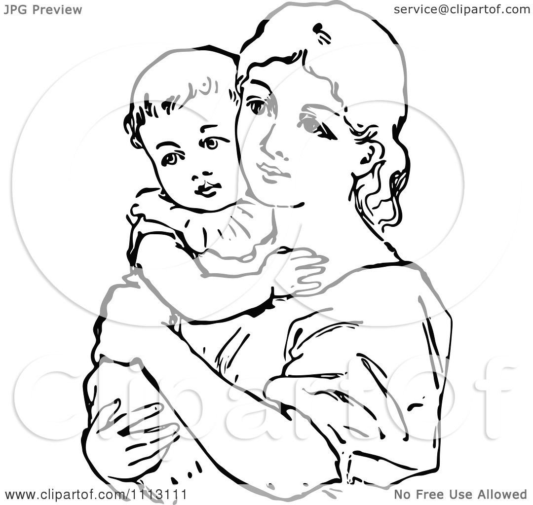 Чёрно-белый рисунок для мамы