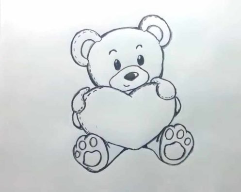 Мишка Тедди рисунок карандашом