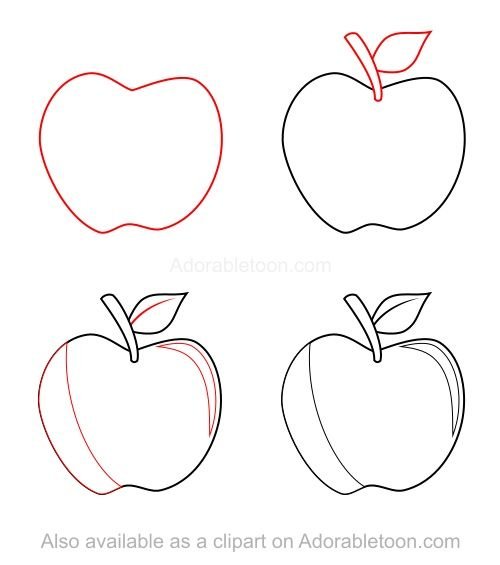 Яблоко пошаговое рисование