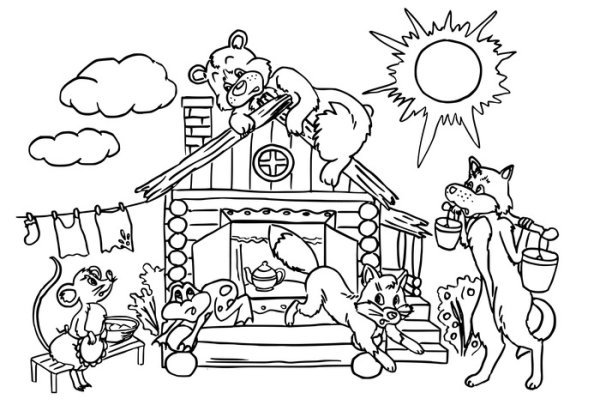 Избушка на курьих ножках карандашом