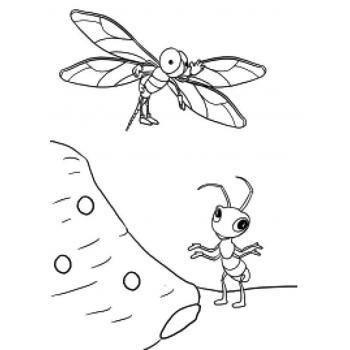 Раскраски к басне Крылова Стрекоза и муравей