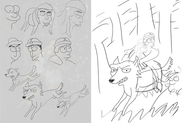 Рисунок серый волк и Иван Царевич рисунок