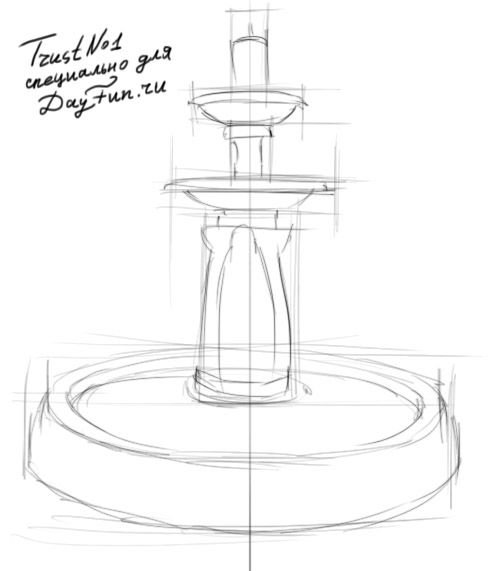 Фонтан рисунок легкий