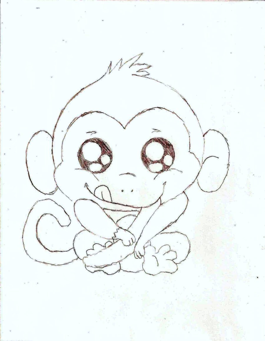Рисунки обезьянки для срисовки