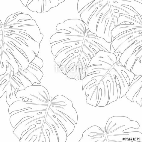 Тропические листья контур
