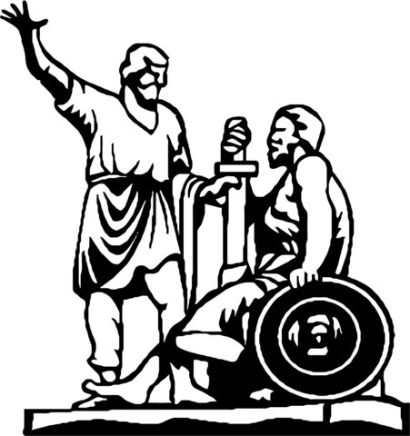 Памятник Минина и Пожарского рисунок