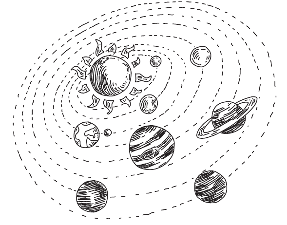 Планеты солнечной системы черно белые