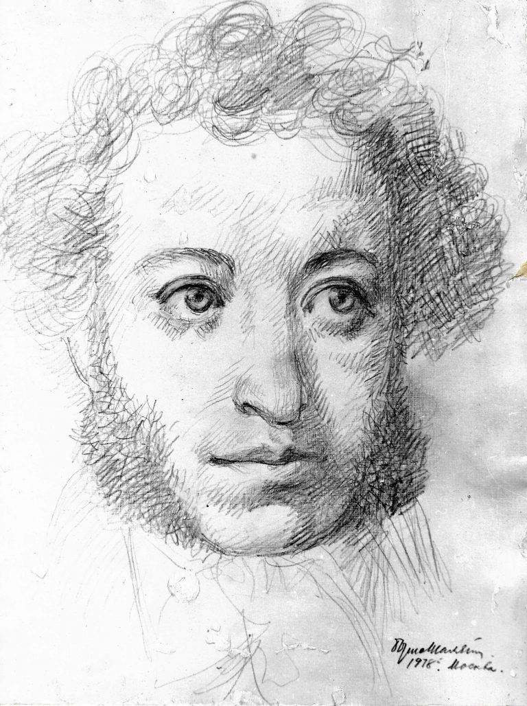 Пушкин портрет карандашом