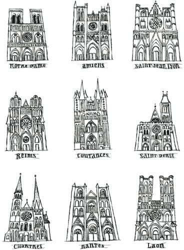 Романский замок собор рисунок