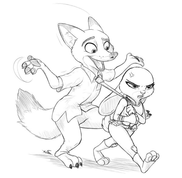 Ник и Джуди раскраска