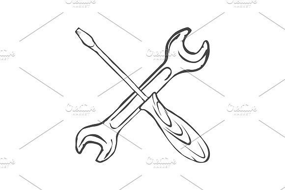 Отвертка и ключ раскраски