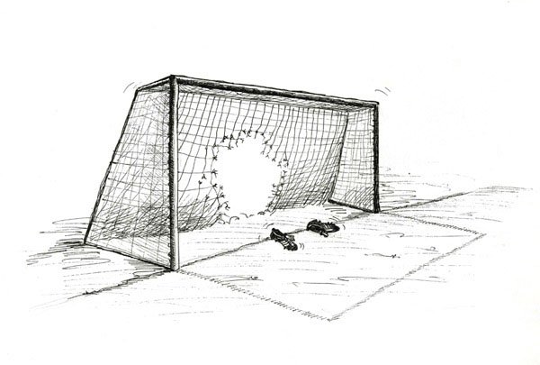 Футбольные ворота карандашом