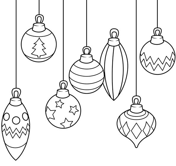 Елочные игрушки раскраска