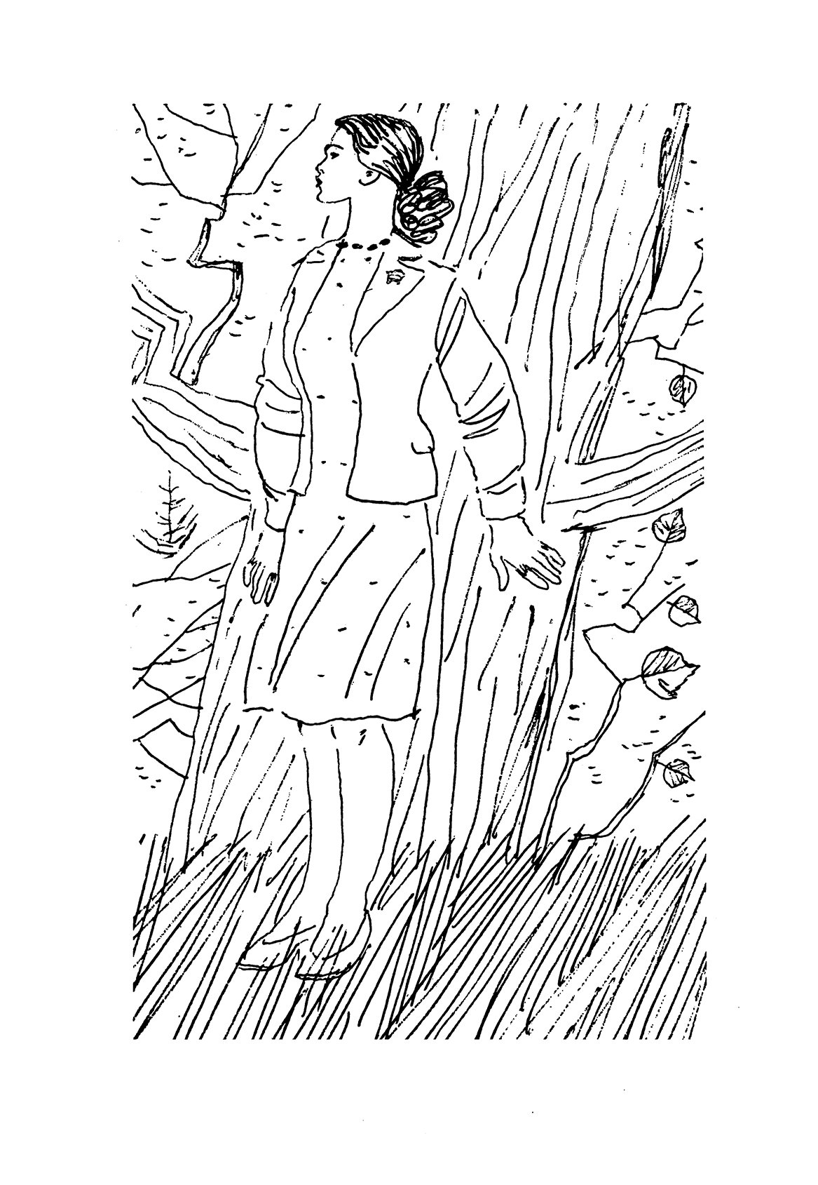 Мама гуляет по лесу с сыном рисунок карандашом