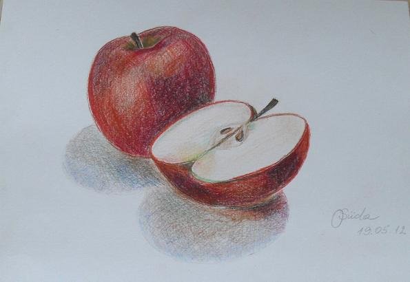 Рисование цветными карандашами фрукты