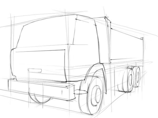 КАМАЗ сбоку рисунок карандашом легкий