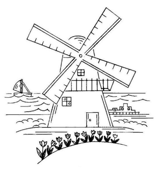 Аппликация мельница