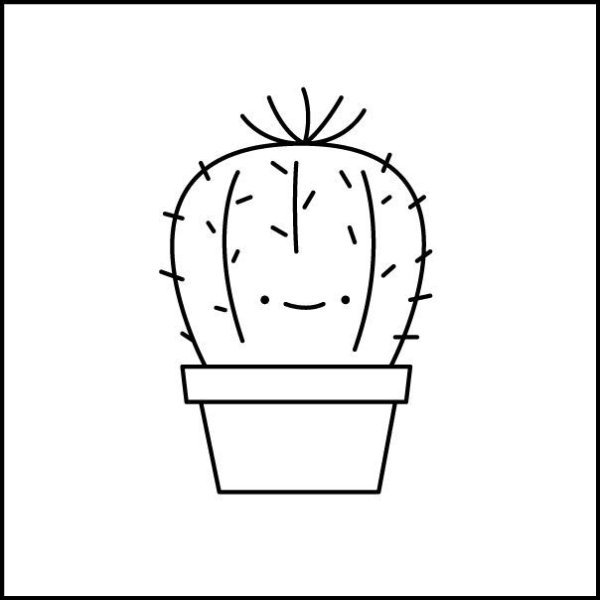 Кактус в горшке рисунок раскраска