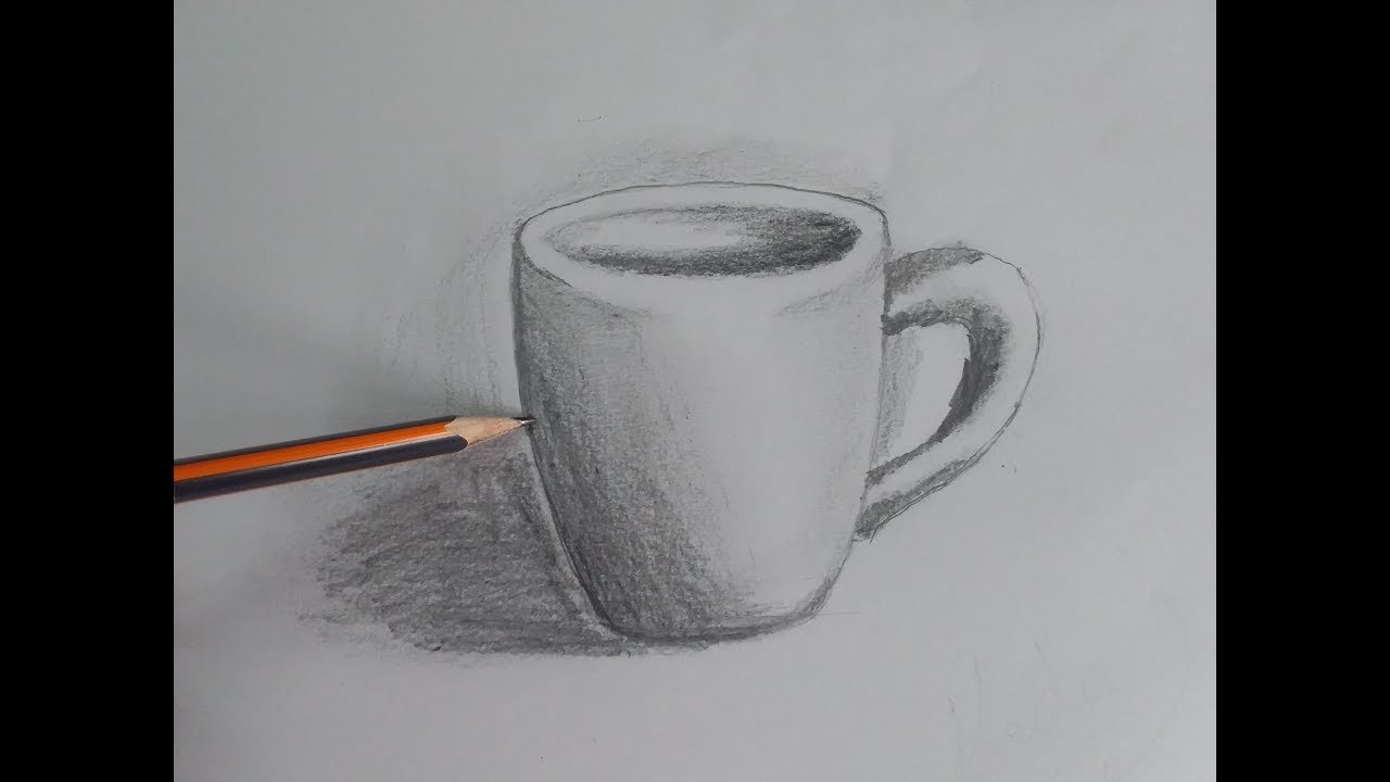 Кружка с тенью рисунок карандашом