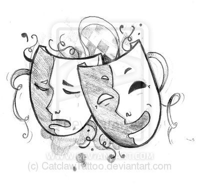 Театральная маска карандашом