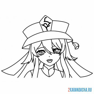 Раскраска Геншин Импакт ху Тао