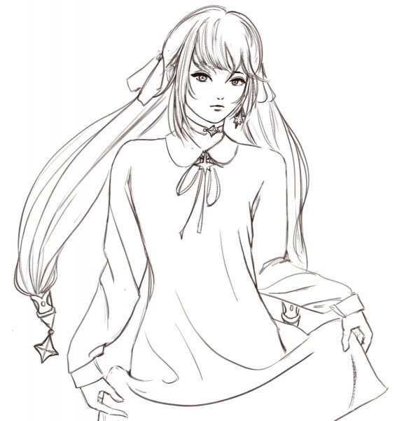 Ху Тао Геншин черно белая