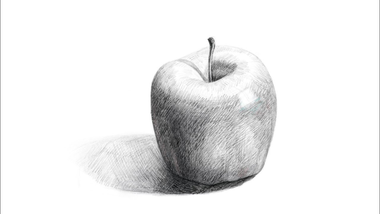 Как карандашом рисовать яблоко карандашом