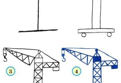 Поэтапное рисование подъемный кран