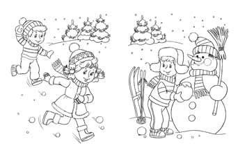 Раскраска зимние забавы старшая группа