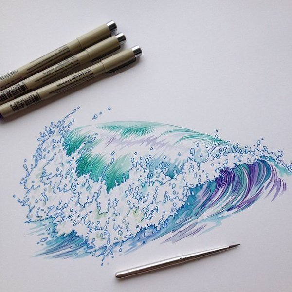 Рисунки синей ручкой