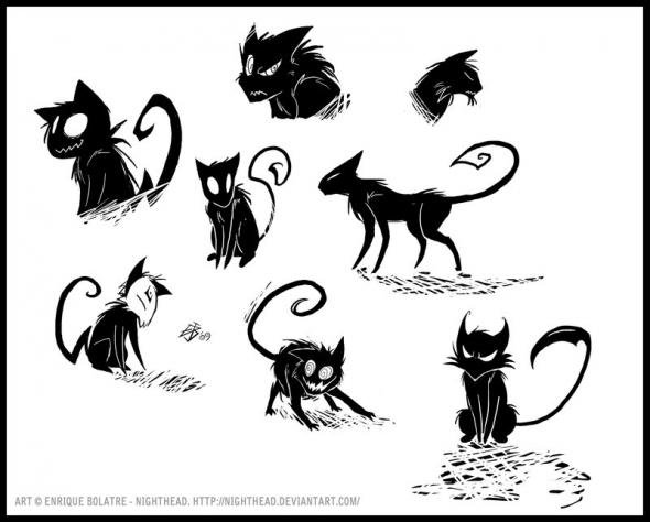 Кошка в разных стилях эскиз