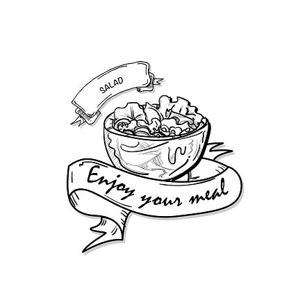 Салат Цезарь рисунок карандашом