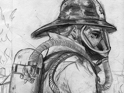 Пожарник рисунок