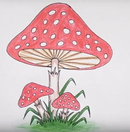 Трафарет мухомора для рисования