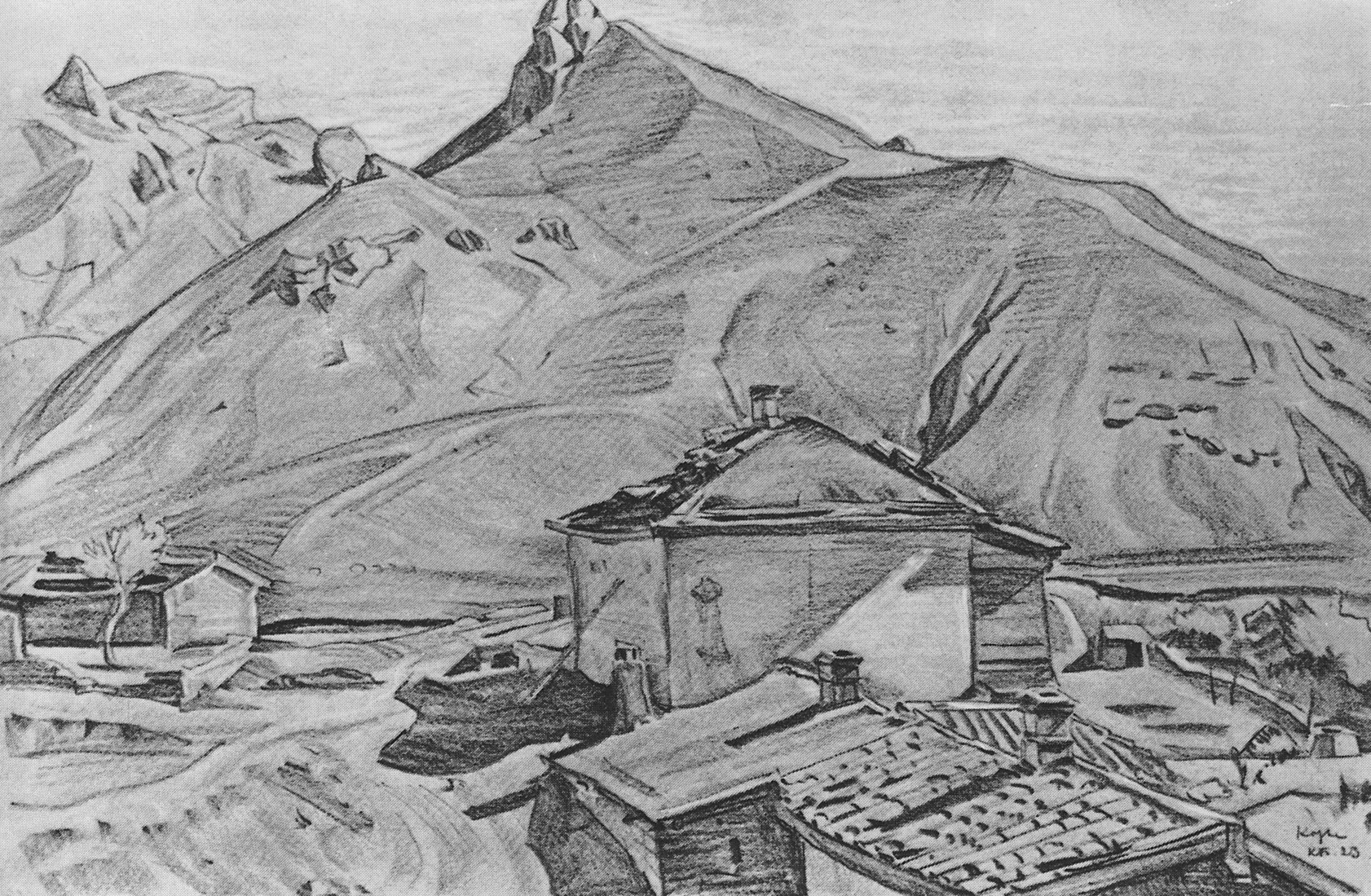 Рисунок горного села