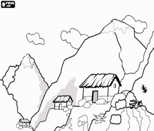 Раскраска аул в горах