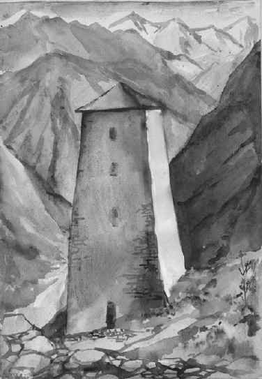 Башня Абаевых верхняя Балкария рисунок