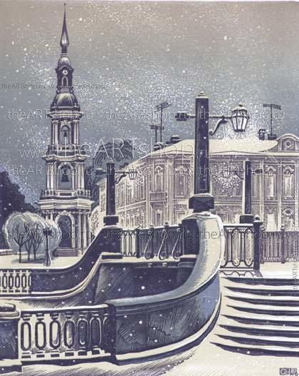 Линогравюра Санкт-Петербург