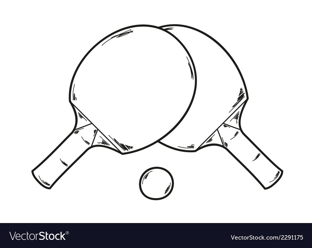 Теннисная ракетка и мячик раскраска