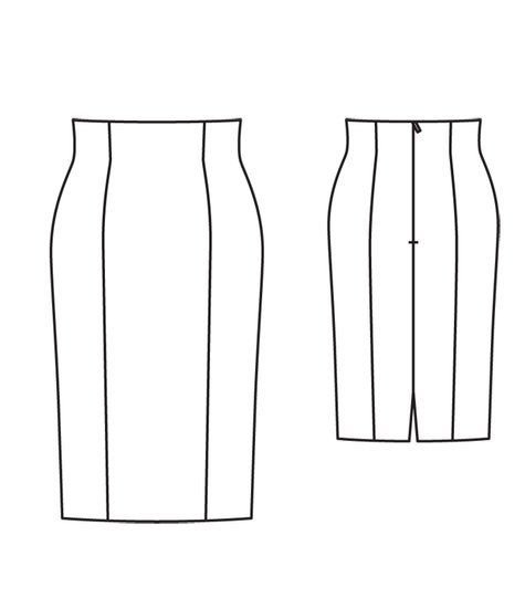 Прямая юбка карандаш эскиз