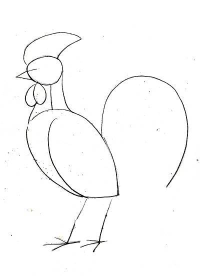 Петушок рисунок для детей карандашом (49 фото)