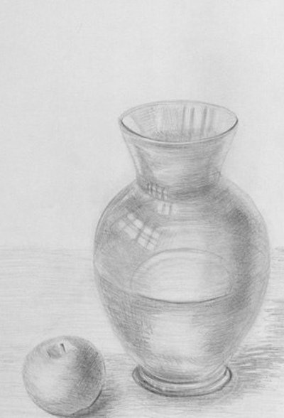 Рисование с натуры кувшина и яблока